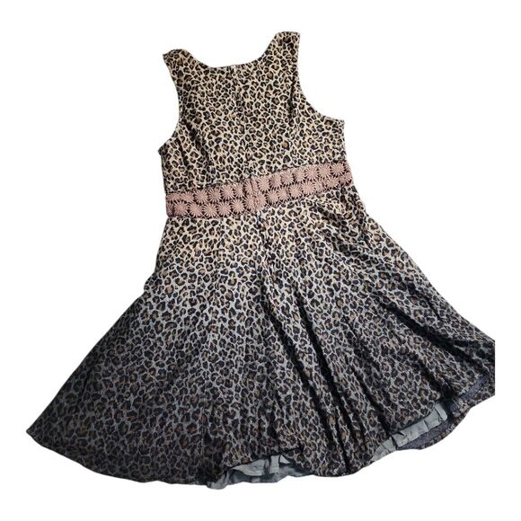 NWT Free People Ombre Leopard Animal Print Lace Fit Flare Mini Dress SZ 2 Brown - Picture 10 of 10